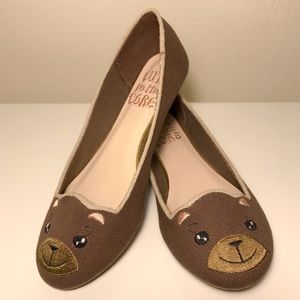 Modcloth Bear Critter Embroidered Size 6 Flats